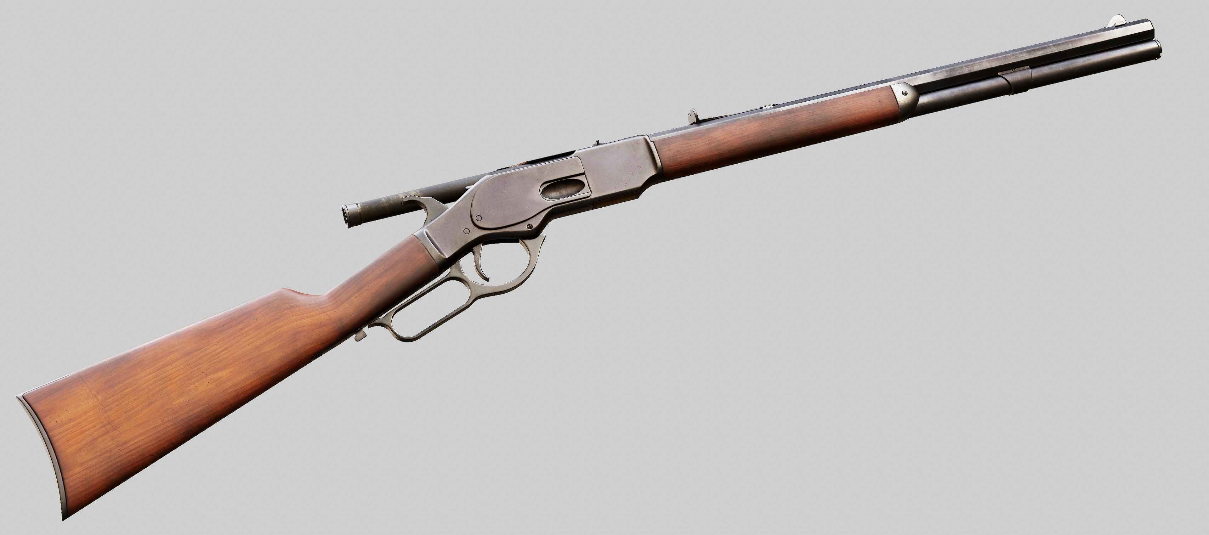 Winchester Model 1873 - Lever Action Rifle Low-poly 3D model_4