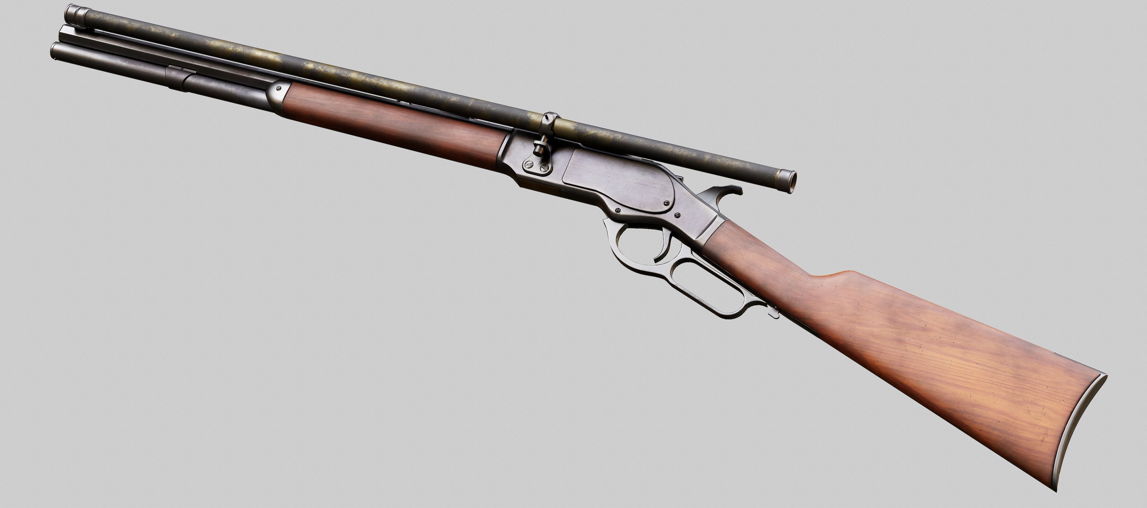Winchester Model 1873 - Lever Action Rifle Low-poly 3D model_6