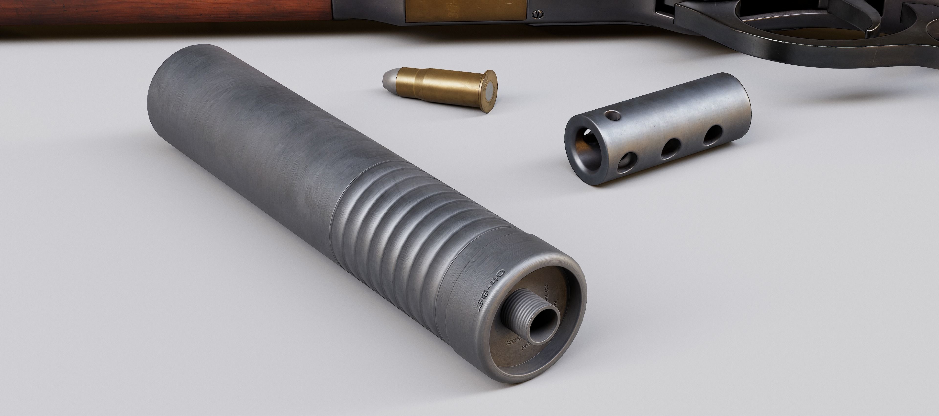 Winchester Model 1873 - Lever Action Rifle Low-poly 3D model_8