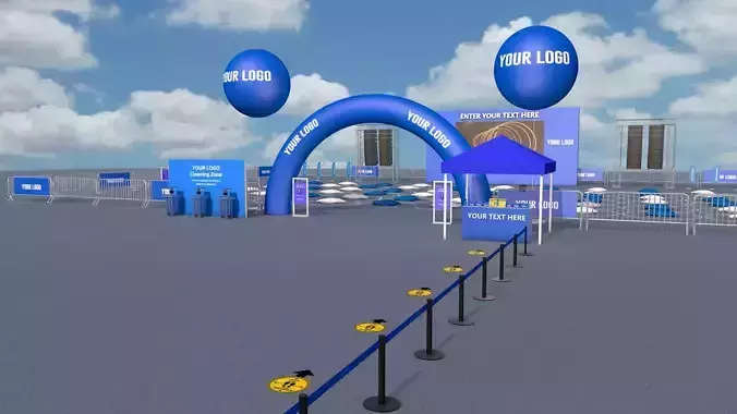 Outdoor Open Air Cinema Event with Social Distancing 3D model