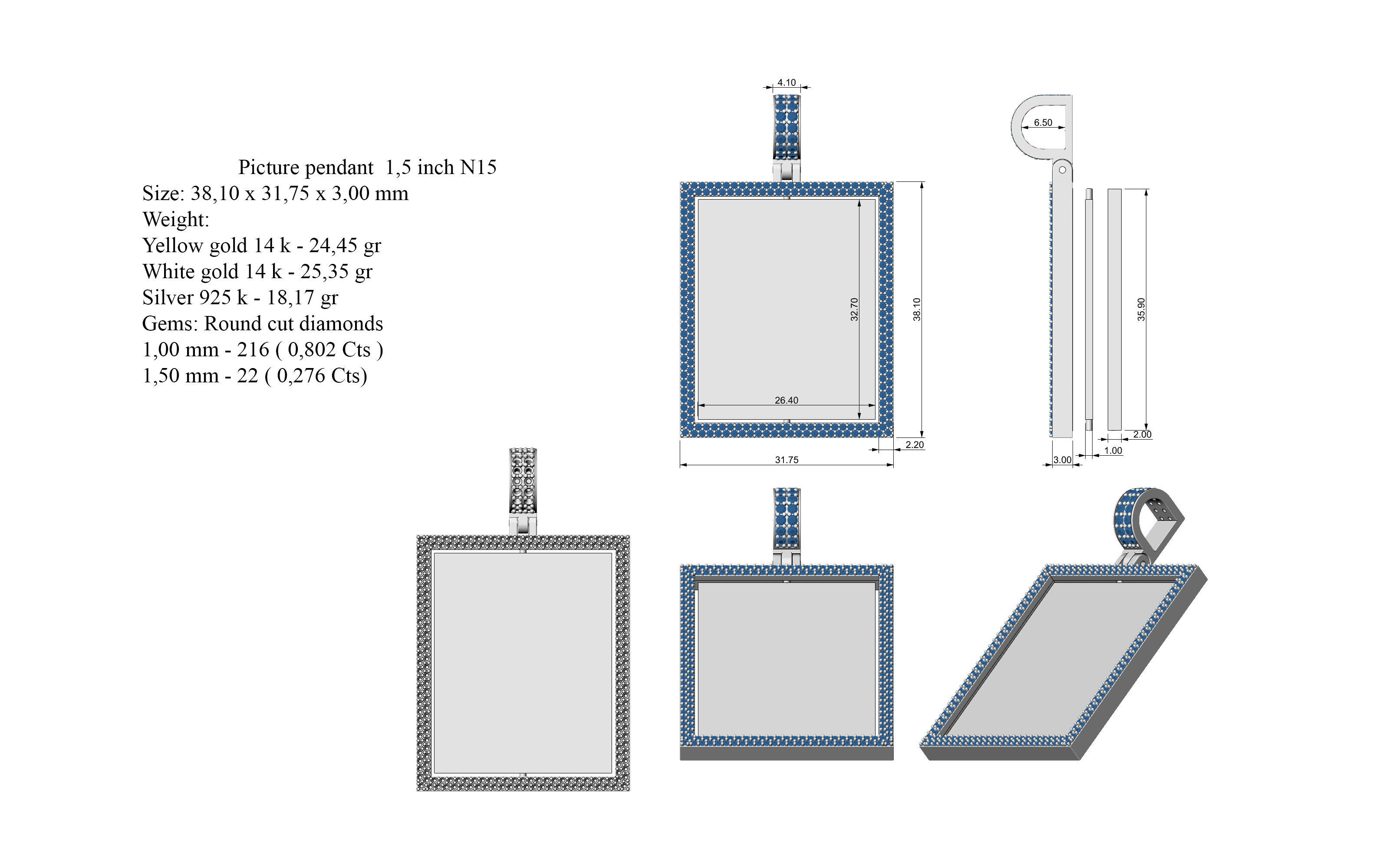 Picture pendant 1-2 inch N 15 3D print model_10