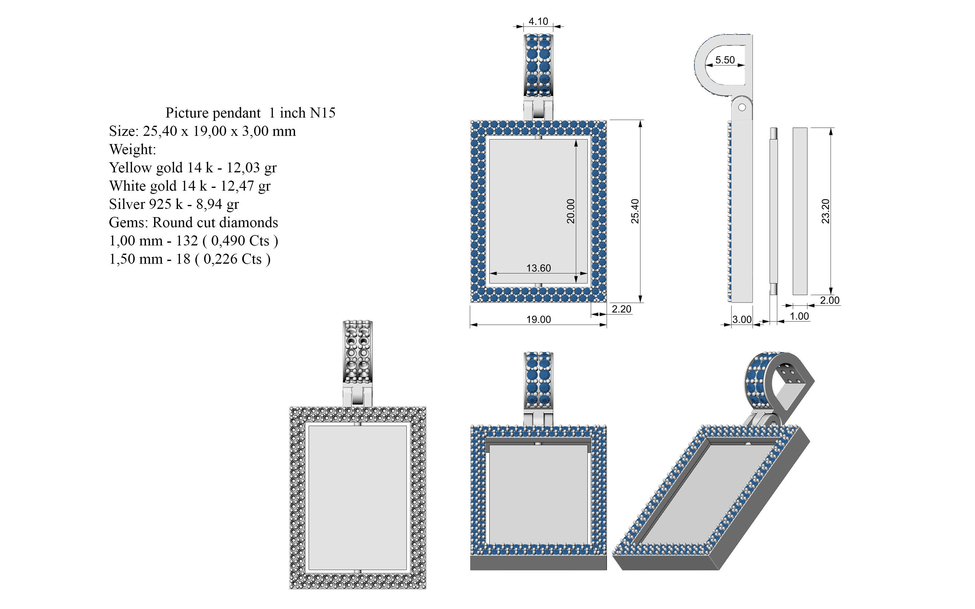 Picture pendant 1-2 inch N 15 3D print model_9