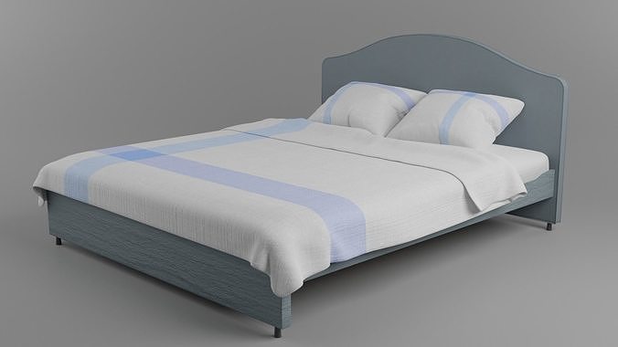 Doublebed bed with stripes 3D model