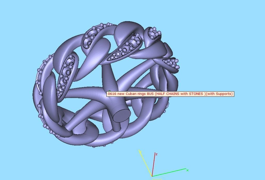 DIAMOND CUBAN LINK RING Chain Ring 8US Size 3dmodel  3D print model_16