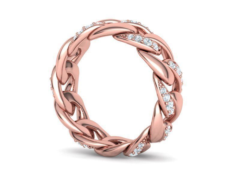 DIAMOND CUBAN LINK RING Chain Ring 8US Size 3dmodel  3D print model_21