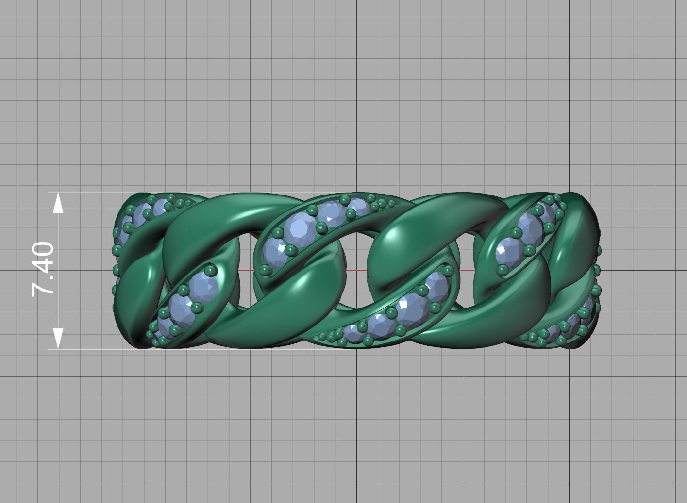 DIAMOND CUBAN LINK RING Chain Ring 8US Size 3dmodel  3D print model_10