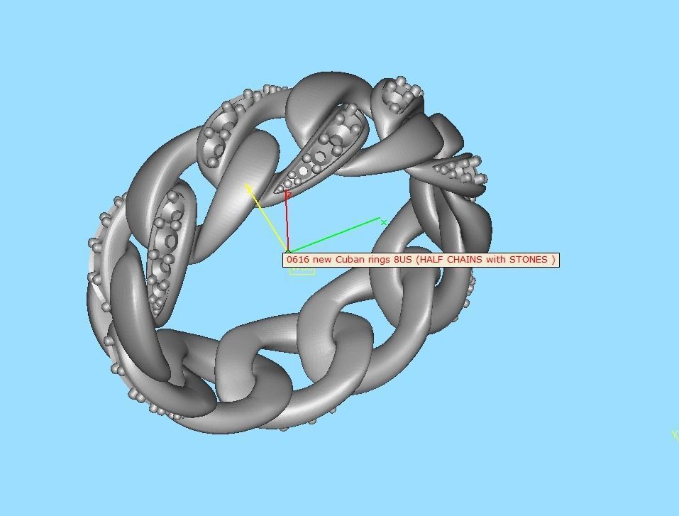 DIAMOND CUBAN LINK RING Chain Ring 8US Size 3dmodel  3D print model_17