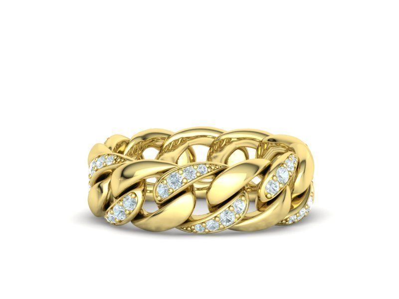 DIAMOND CUBAN LINK RING Chain Ring 8US Size 3dmodel  3D print model_4