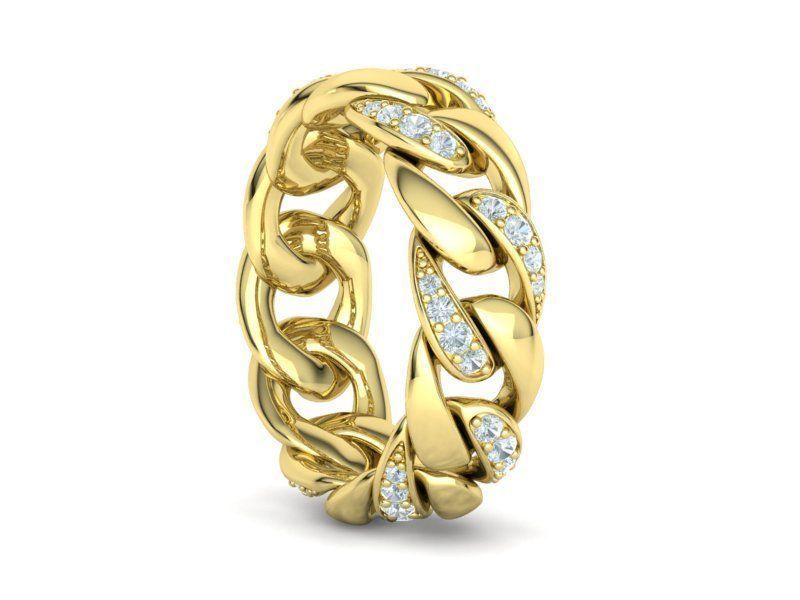 DIAMOND CUBAN LINK RING Chain Ring 8US Size 3dmodel  3D print model_7