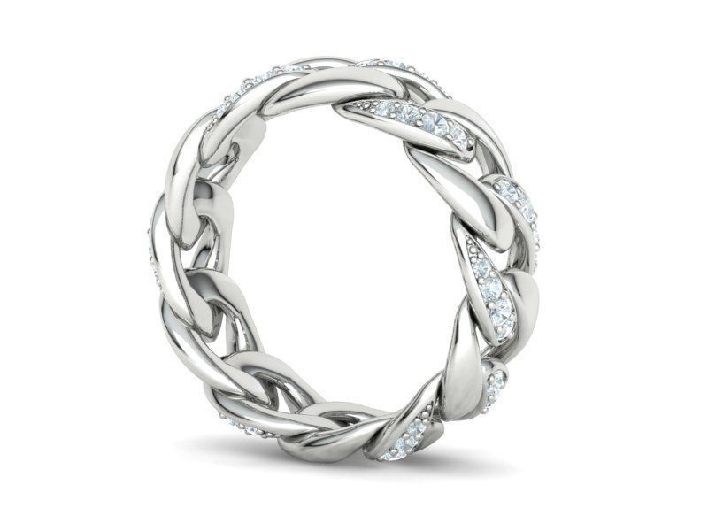 DIAMOND CUBAN LINK RING Chain Ring 8US Size 3dmodel  3D print model_22