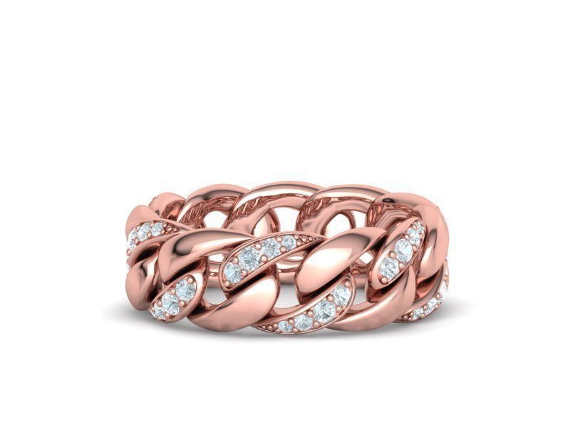 DIAMOND CUBAN LINK RING Chain Ring 8US Size 3dmodel  3D print model_2