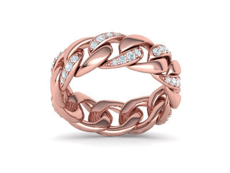 DIAMOND CUBAN LINK RING Chain Ring 8US Size 3dmodel  3D print model_24