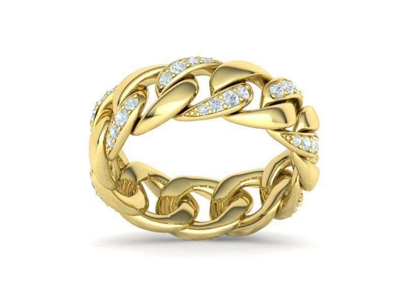 DIAMOND CUBAN LINK RING Chain Ring 8US Size 3dmodel  3D print model_26