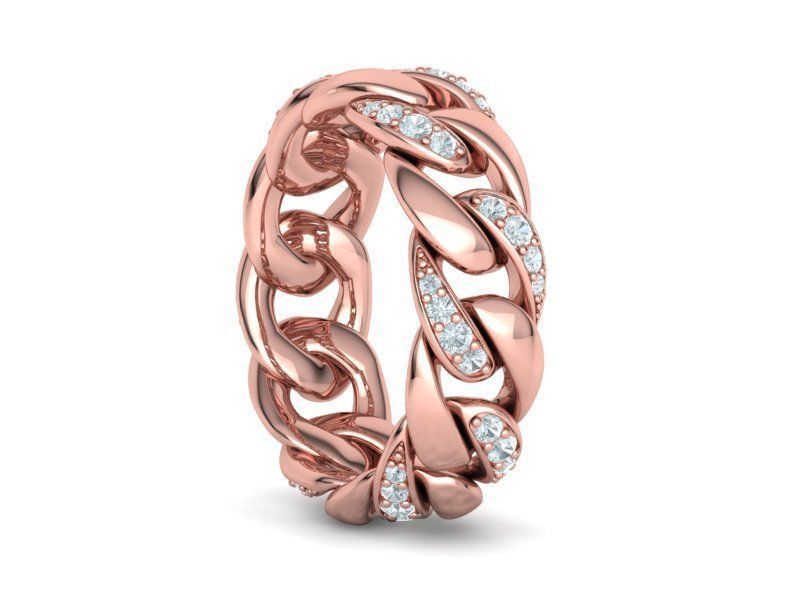 DIAMOND CUBAN LINK RING Chain Ring 8US Size 3dmodel  3D print model_5