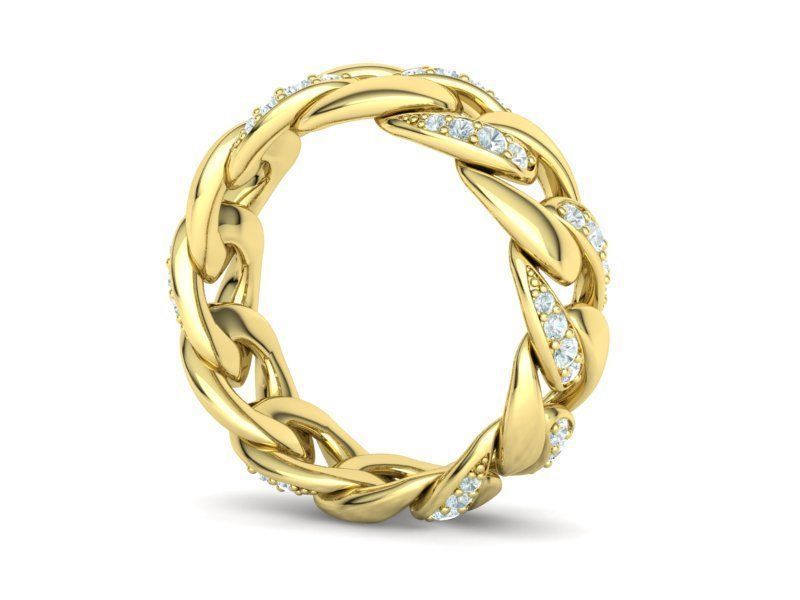 DIAMOND CUBAN LINK RING Chain Ring 8US Size 3dmodel  3D print model_23