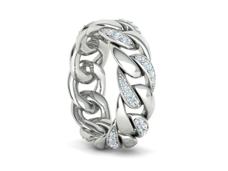 DIAMOND CUBAN LINK RING Chain Ring 8US Size 3dmodel  3D print model_6