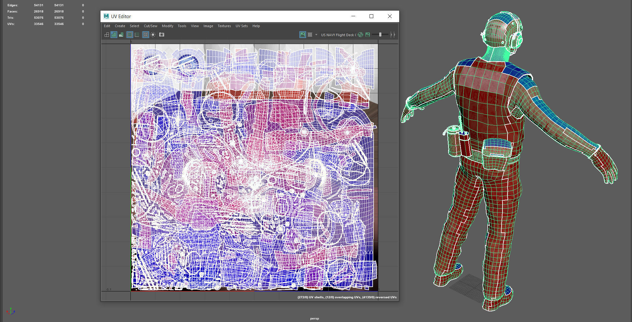 US NAVY Flight Deck Crew Green  Low-poly 3D model_9