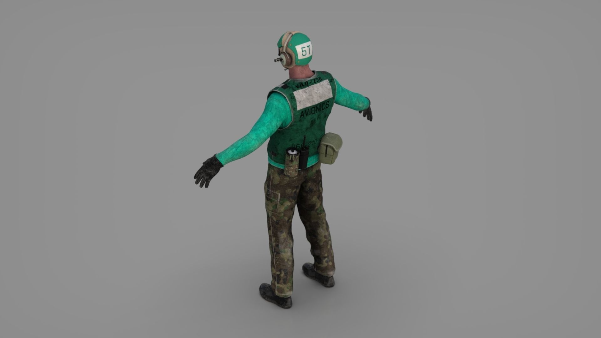 US NAVY Flight Deck Crew Green  Low-poly 3D model_18