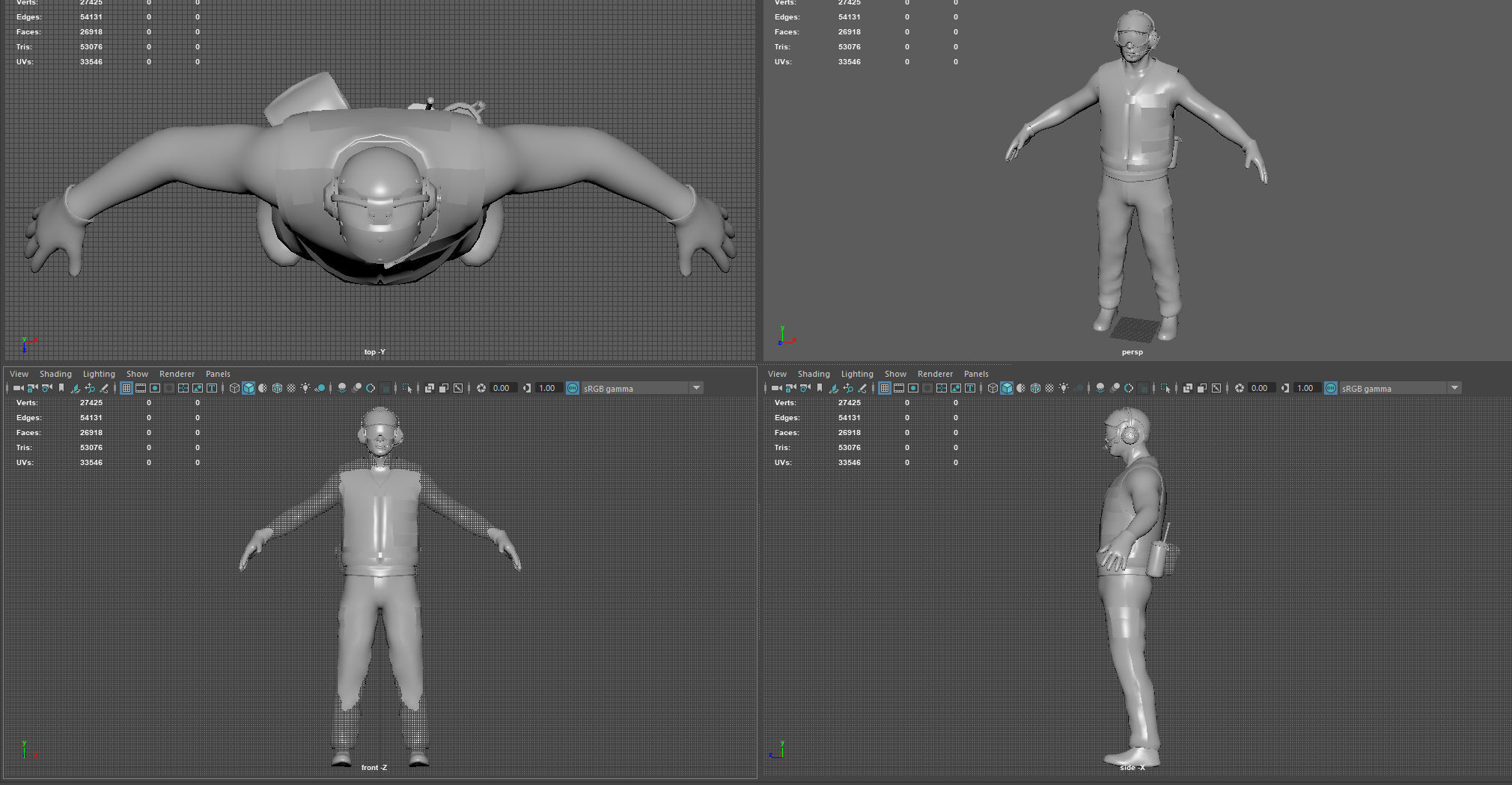 US NAVY Flight Deck Crew Green  Low-poly 3D model_12