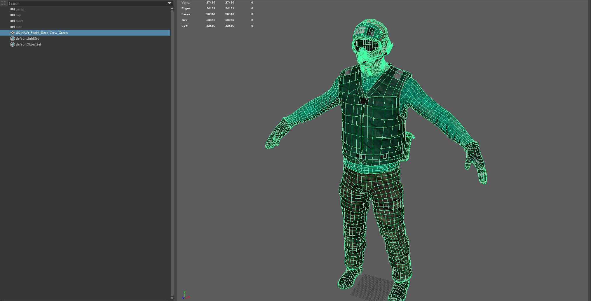 US NAVY Flight Deck Crew Green  Low-poly 3D model_6