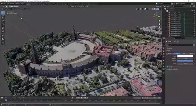 Plaza de Espana SIVIGLIA SPAIN with texture Low-poly 3D model