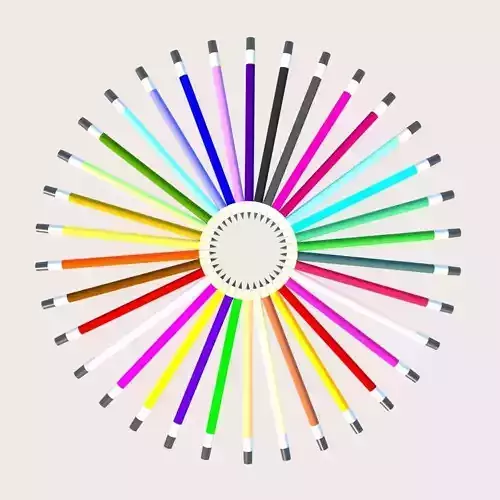 pencil colorful pencils in circle 3D model