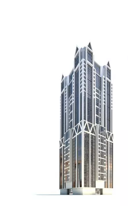 Skyscraper With External White Frame 3D model_0