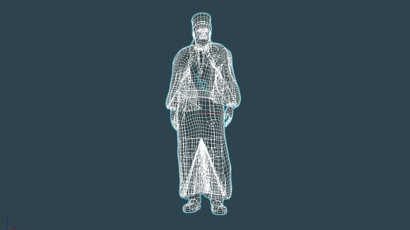 Papaflessas man in robe Low-poly 3D model_3