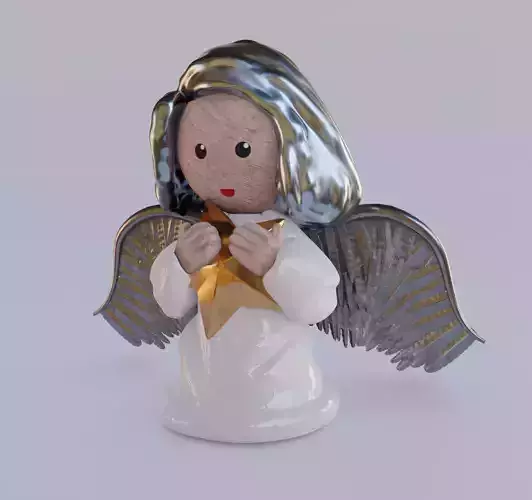 little wood angel for christmas ornament 3D model