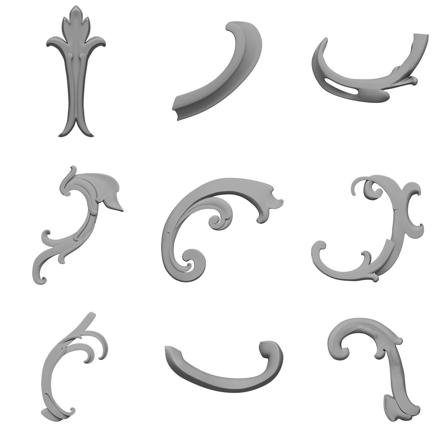 Wall Decor Trim Ornament 01 3D model_5
