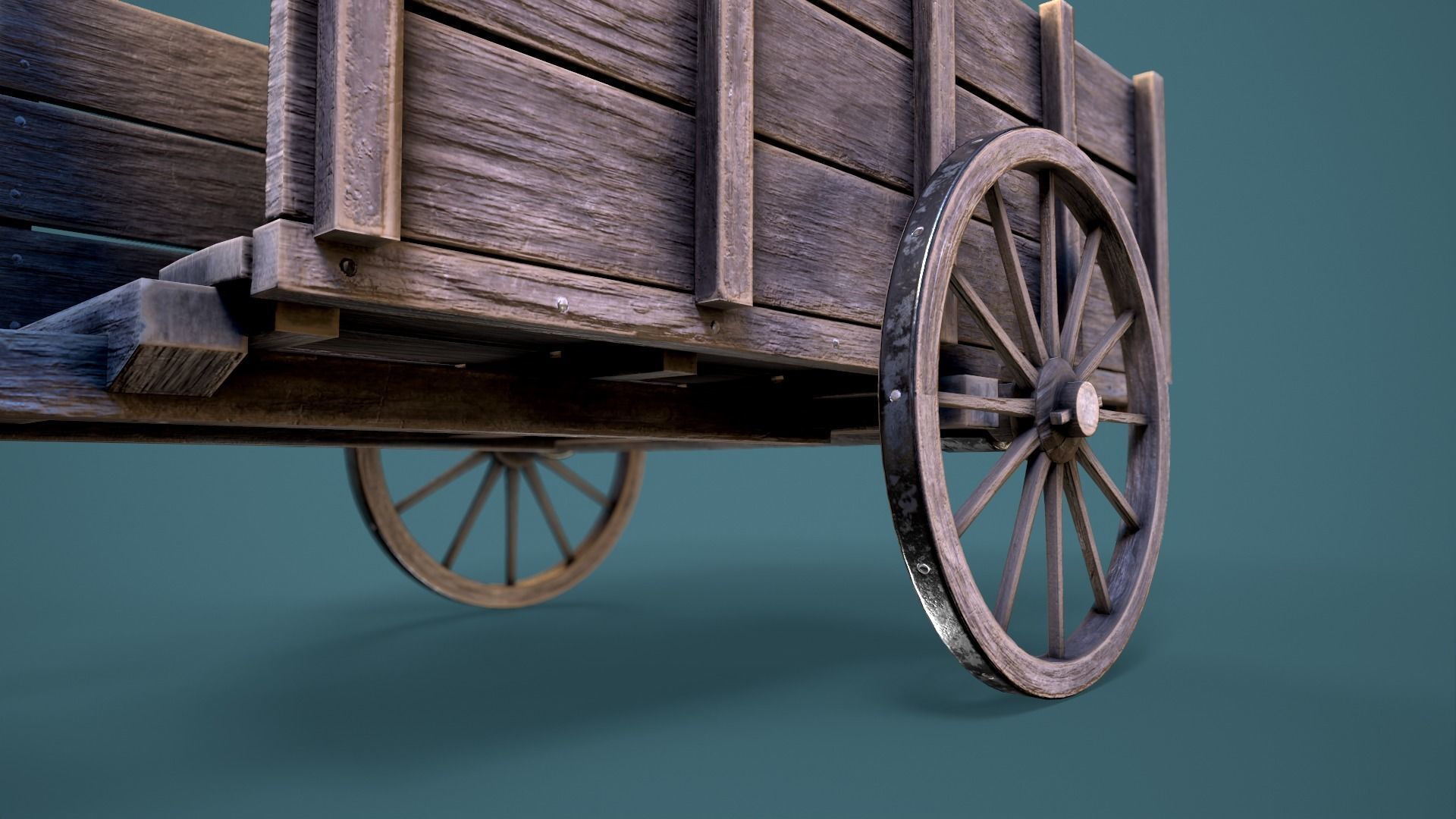 Old Wooden Cart Low-poly 3D model_4