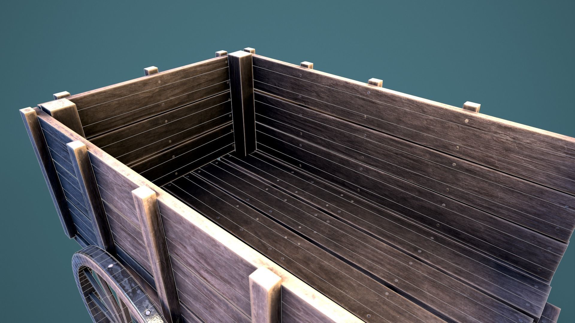 Old Wooden Cart Low-poly 3D model_13