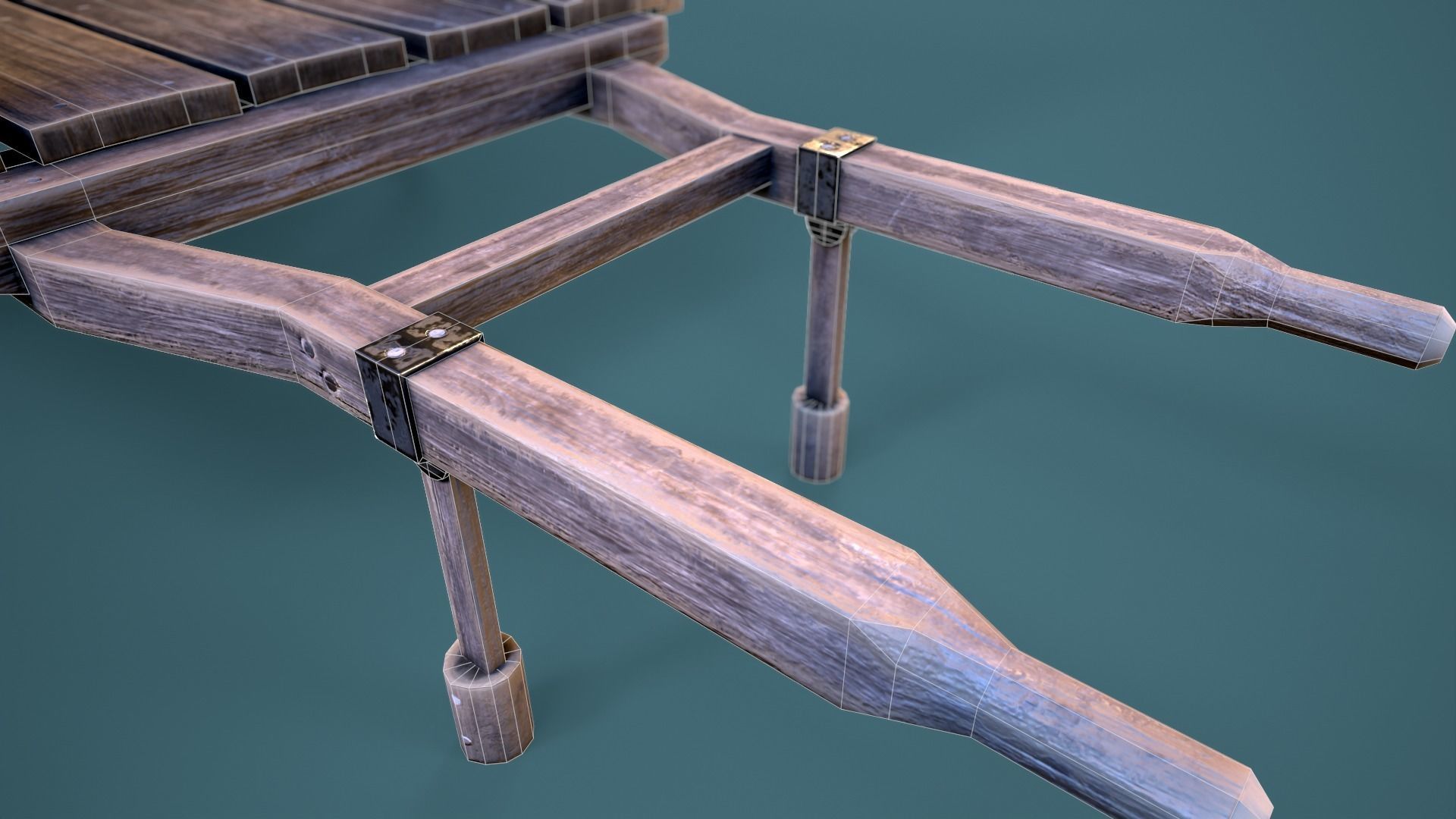 Old Wooden Cart Low-poly 3D model_14