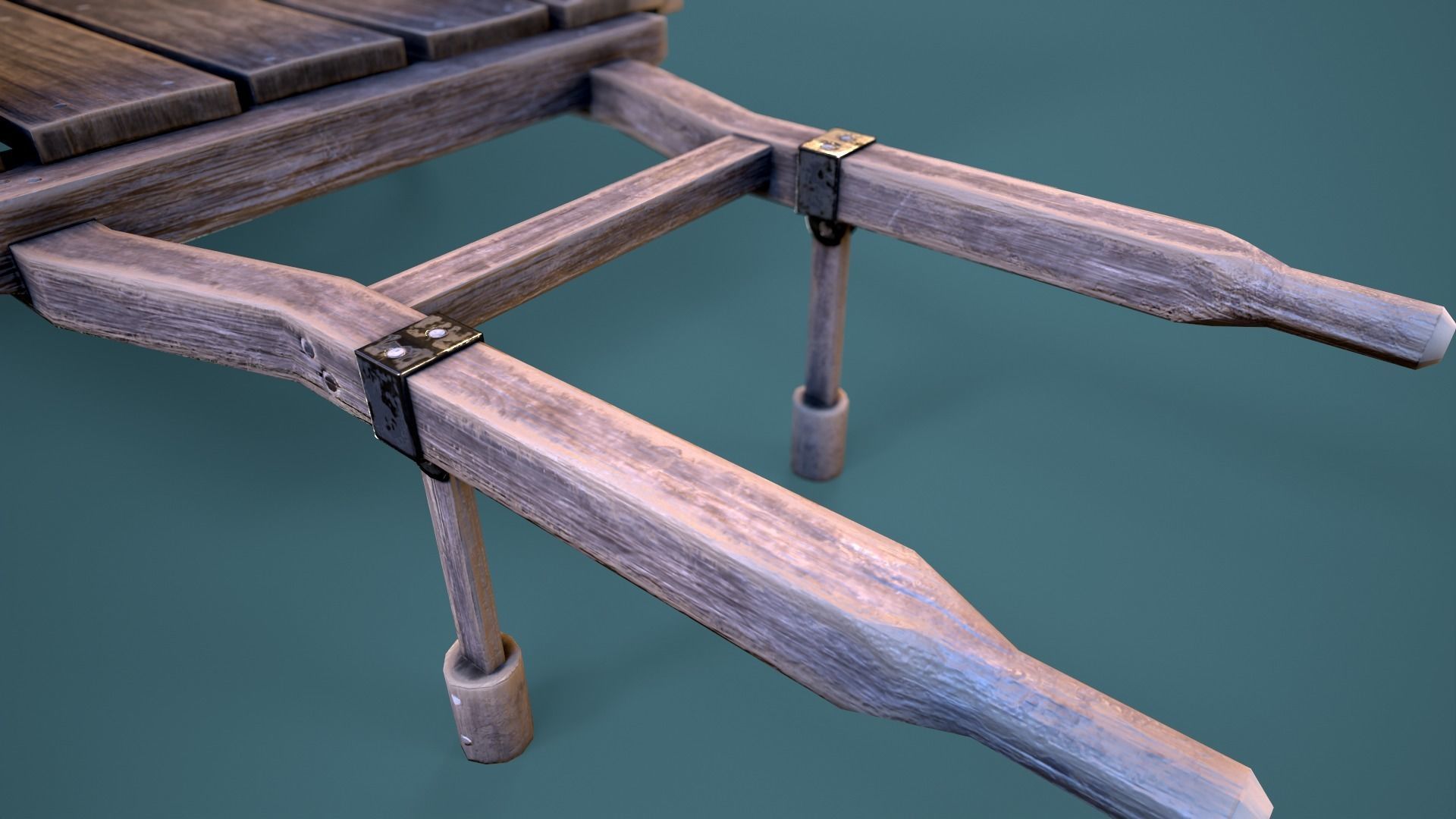 Old Wooden Cart Low-poly 3D model_6