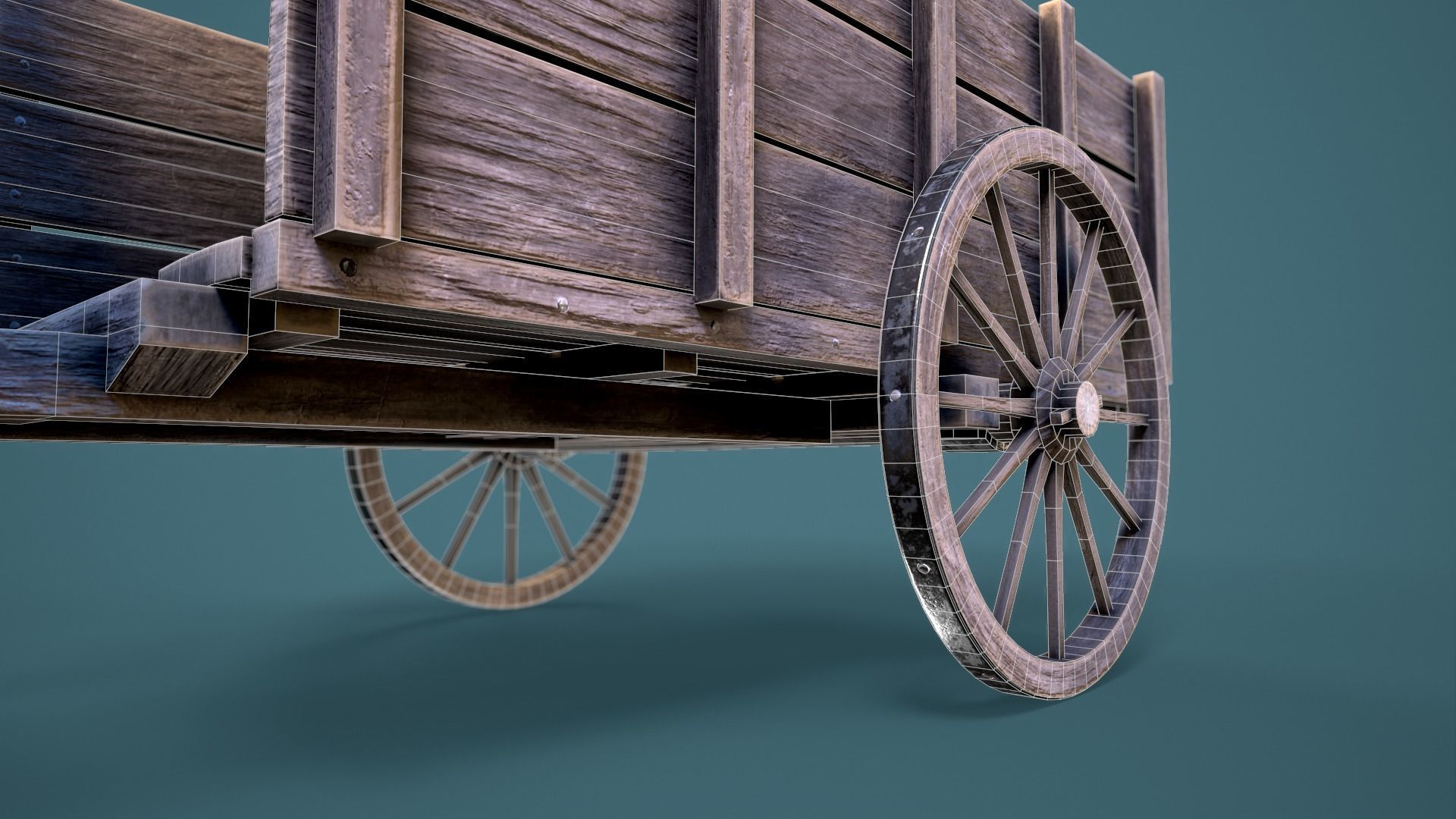Old Wooden Cart Low-poly 3D model_12