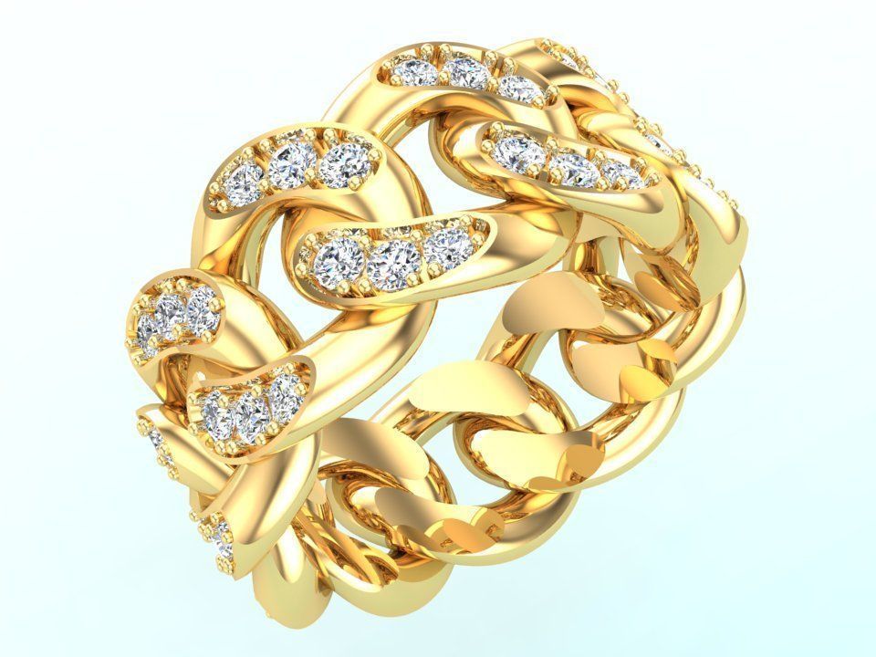 Chain ring - Miami Cuban ring - Link ring - Size 07 3D print model_7