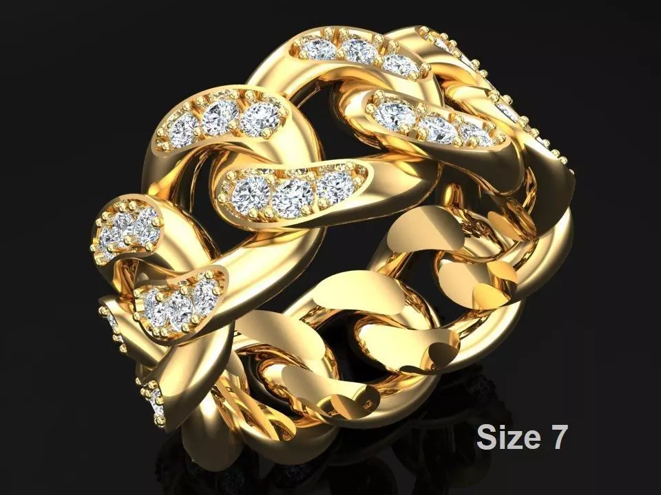 Chain ring - Miami Cuban ring - Link ring - Size 07 3D print model_0