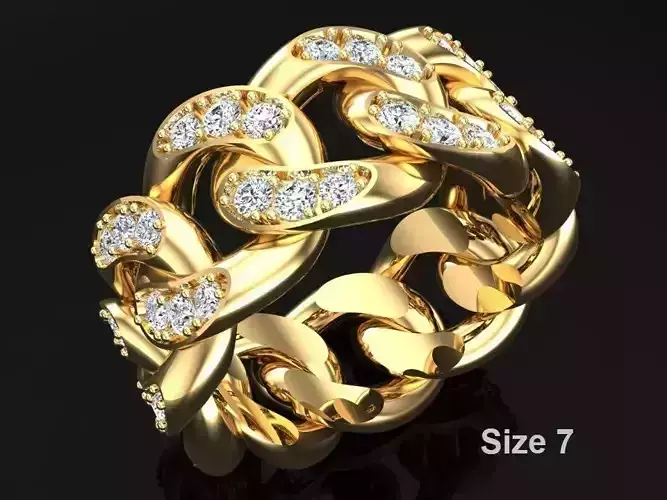 Chain ring - Miami Cuban ring - Link ring - Size 07 3D print model Chain ring - Miami Cuban ring - Link ring - Size 07 3D print model