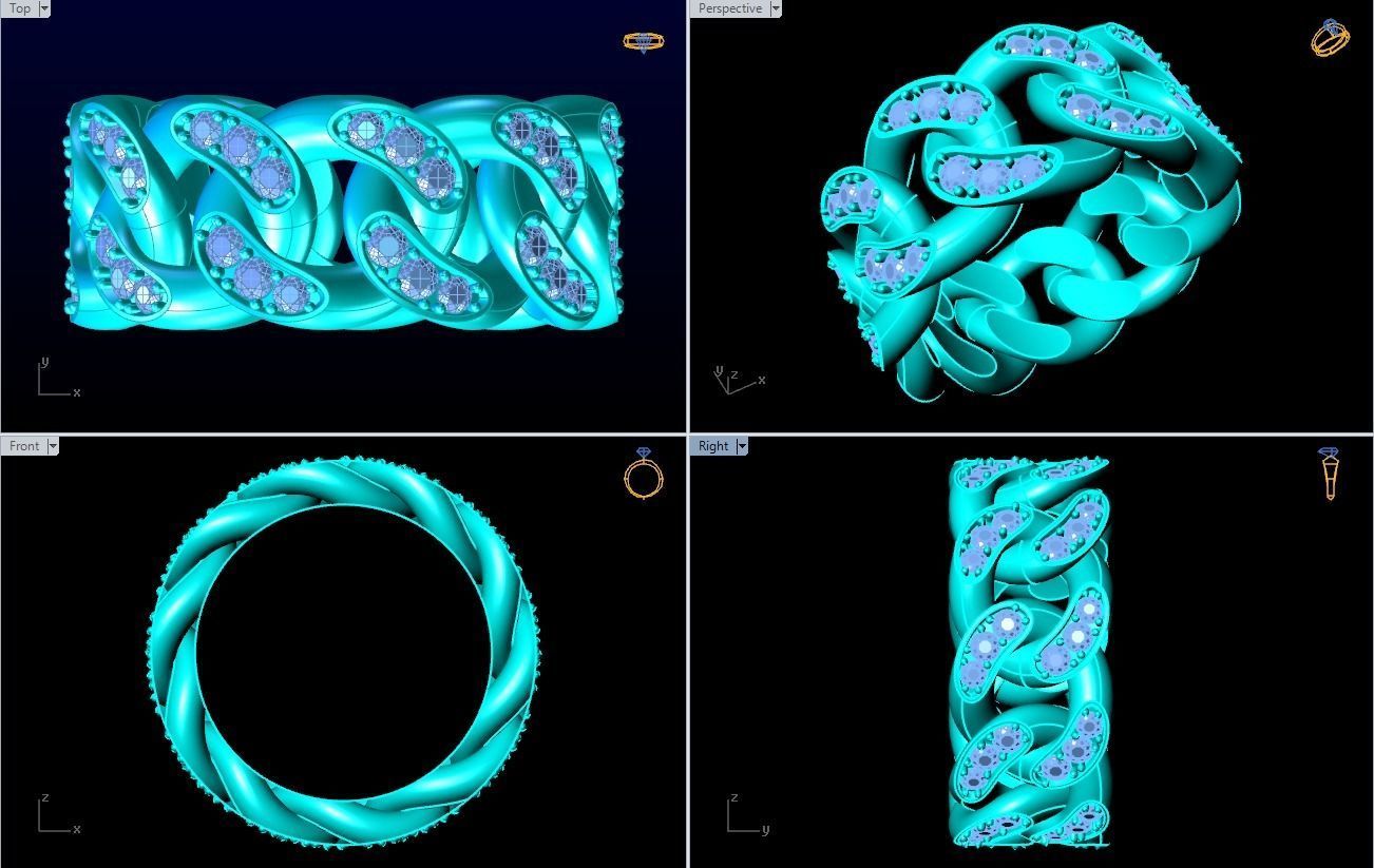 Chain ring - Miami Cuban ring - Link ring - Size 07 3D print model_5