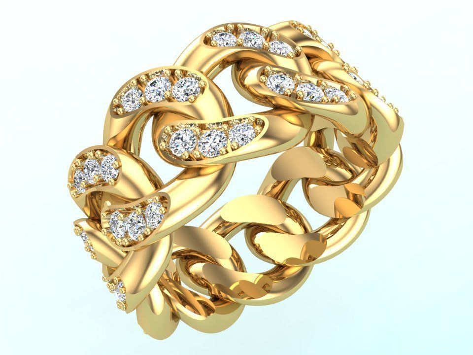 Chain ring - Miami Cuban ring - Link ring - Size 07 3D print model_1