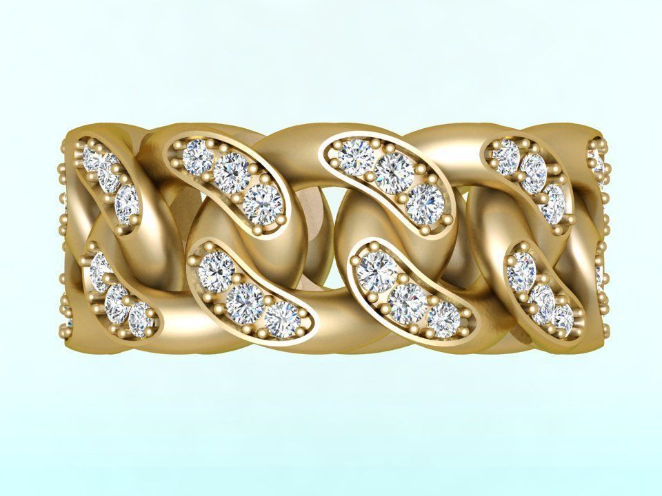 Chain ring - Miami Cuban ring - Link ring - Size 07 3D print model_3