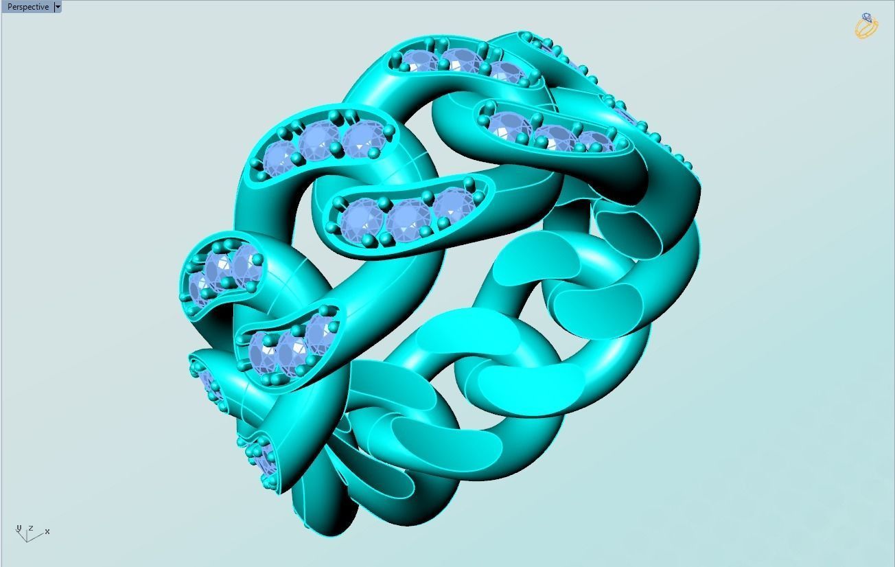 Chain ring - Miami Cuban ring - Link ring - Size 07 3D print model_10