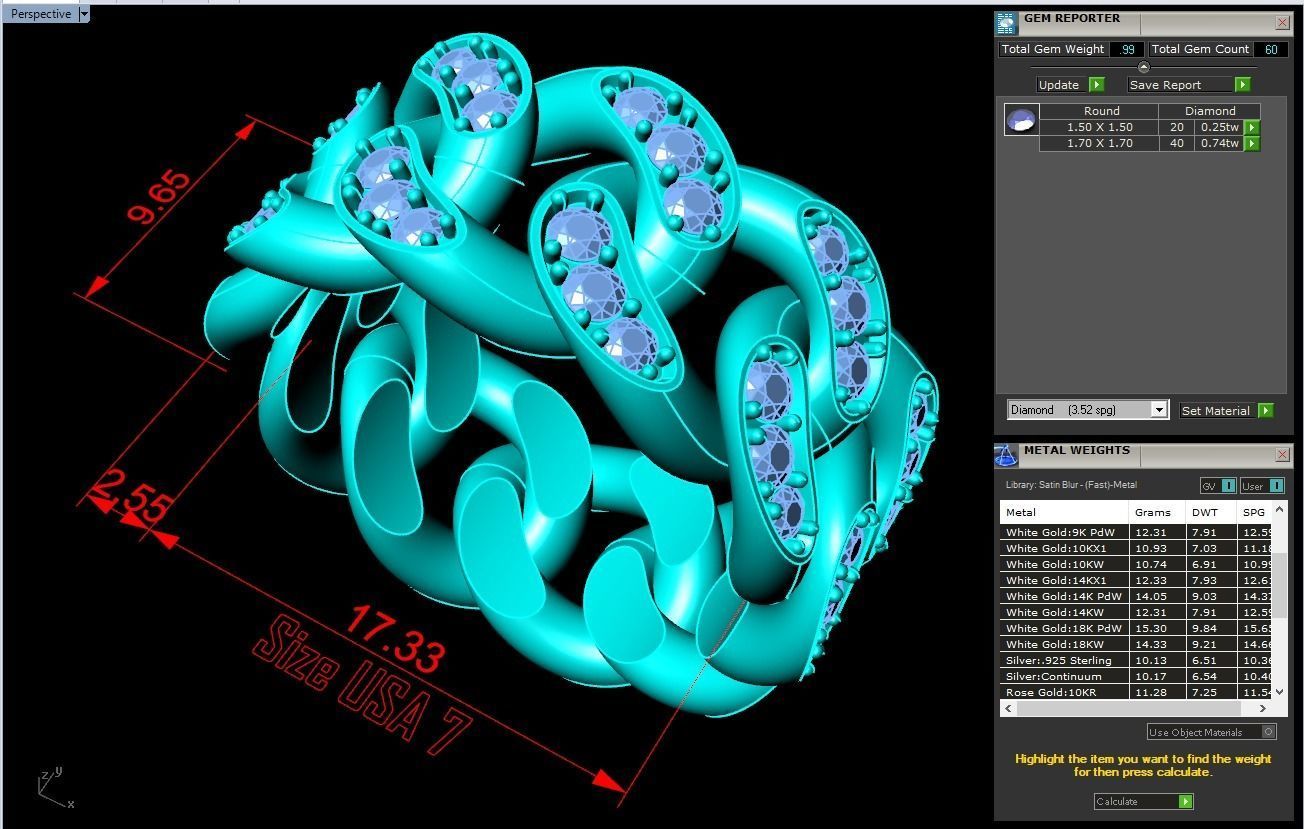 Chain ring - Miami Cuban ring - Link ring - Size 07 3D print model_6