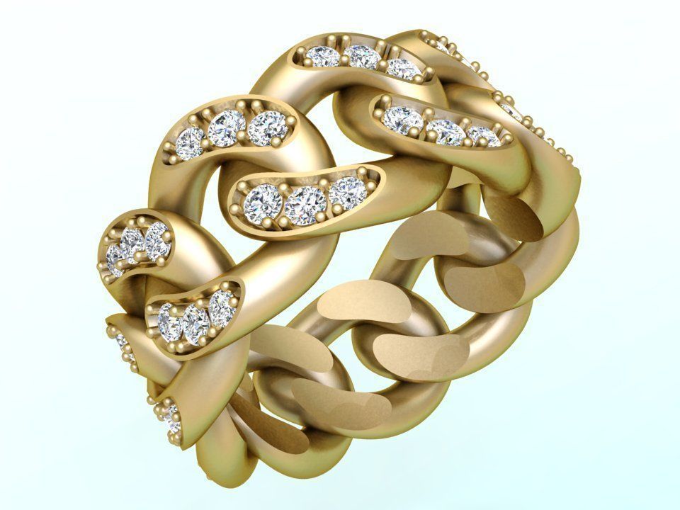 Chain ring - Miami Cuban ring - Link ring - Size 07 3D print model_2