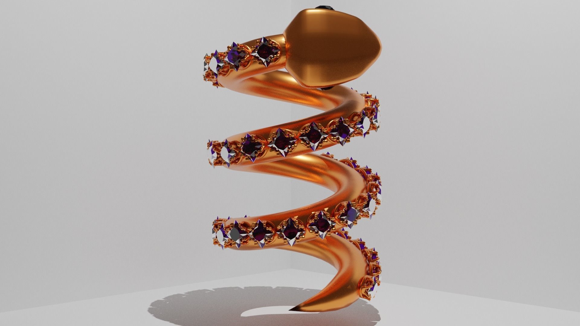 Gold snake 3D model_9