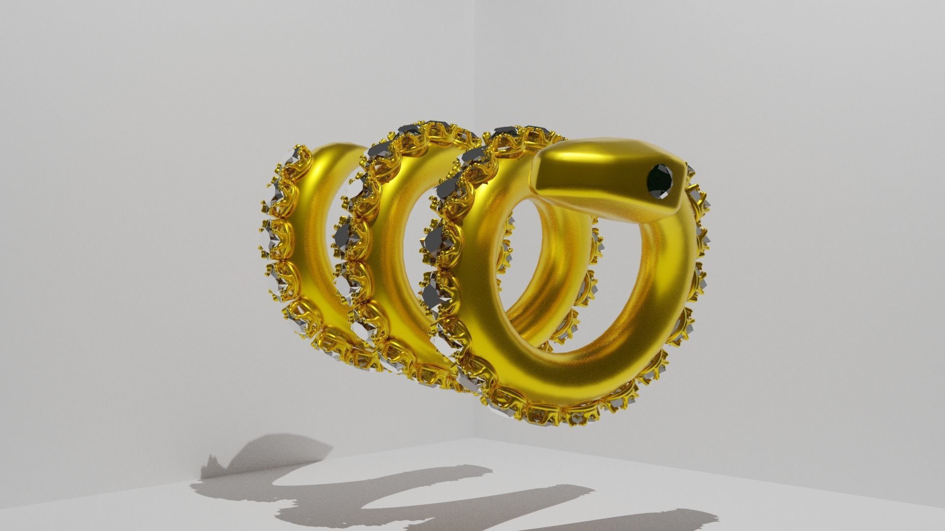 Gold snake 3D model_2
