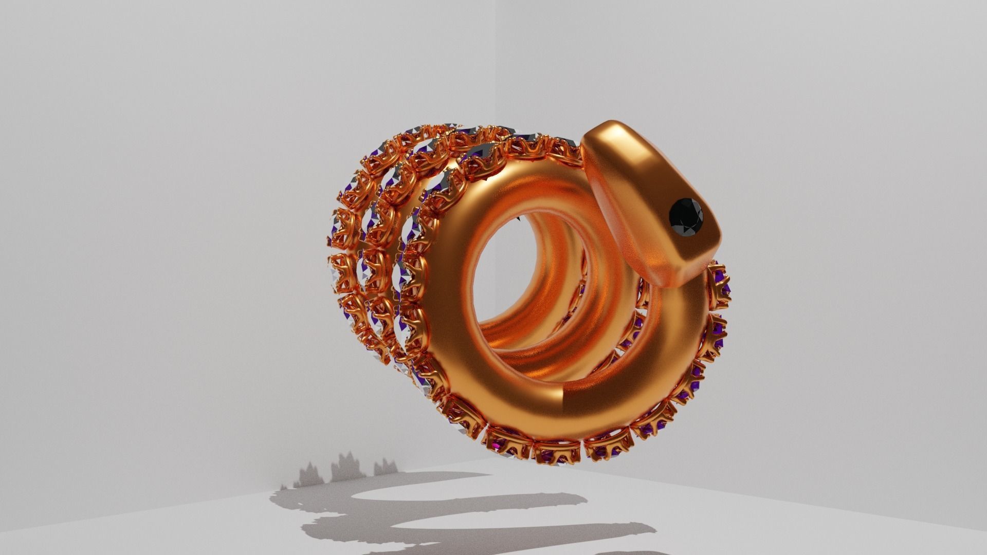 Gold snake 3D model_8