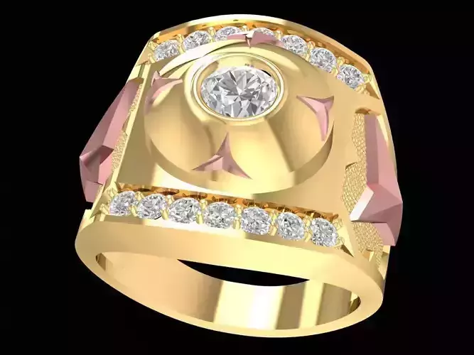 Geometric Star Pattern Mens Ring  2282