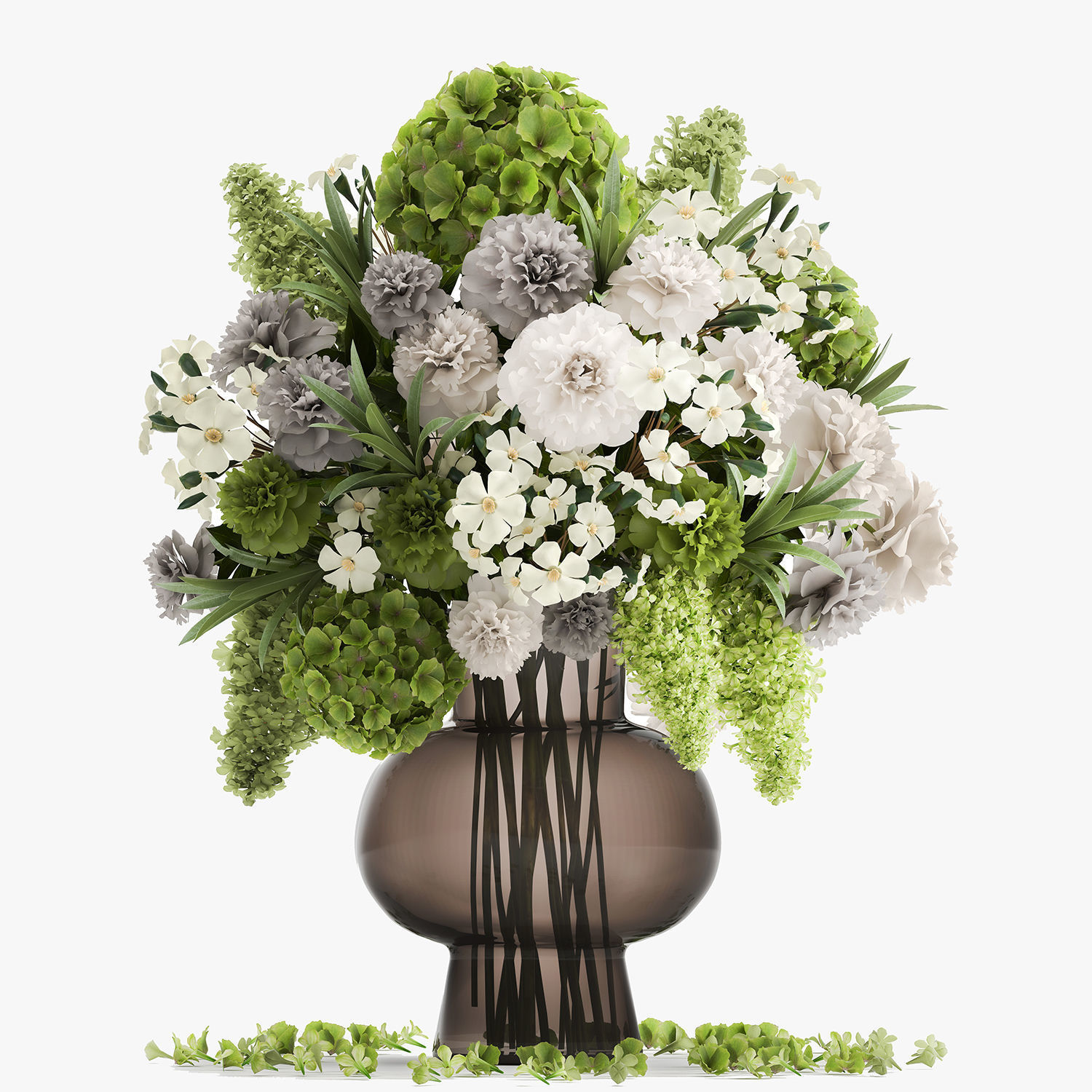 Decorative Bouquet of green flowers in a vase for decor 151 3D model_1