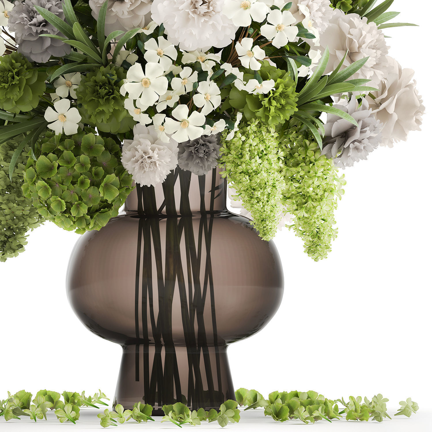 Decorative Bouquet of green flowers in a vase for decor 151 3D model_2